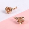 Earrings with flower & yellow crystal - rose goldEarrings