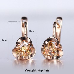 Earrings with flower & yellow crystal - rose goldEarrings