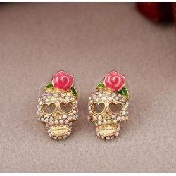 Crystal skull with rose - small earringsEarrings