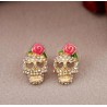 Crystal skull with rose - small earringsEarrings