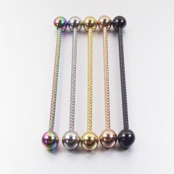 Twisted industrial barbell - body piercing - stainless steel - 38mmEarrings
