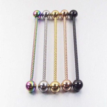 Twisted industrial barbell - body piercing - stainless steel - 38mmEarrings