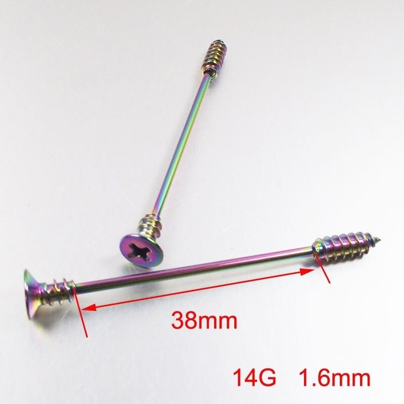 Twisted industrial barbell - body piercing - stainless steel - 38mmEarrings