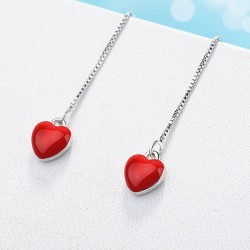 Long earrings with red heartEarrings