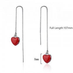Long earrings with red heartEarrings