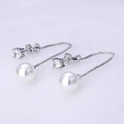 Long earrings with crystal & white pearlEarrings