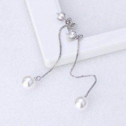 Long earrings with crystal & white pearlEarrings