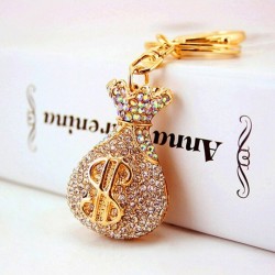 Crystal money bag - keychainKeyrings
