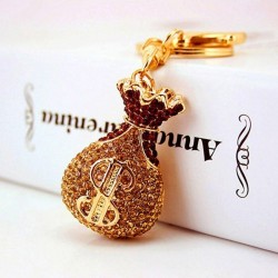 Crystal money bag - keychainKeyrings