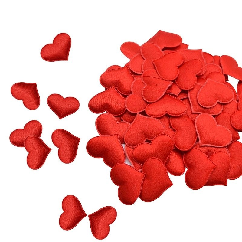 Satin hearts petals - confetti - weddings / tables / beds / Valentine's decoration - 100 pieces - 35mmValentine's day