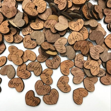 Mini wooden love hearts - decoration - 100 piecesValentine's day