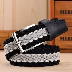 Braided elastic belt - leather - unisexBelts