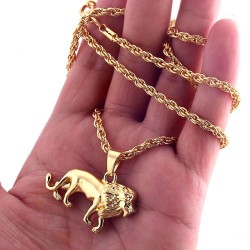 Fashionable necklace with lion - goldNecklaces