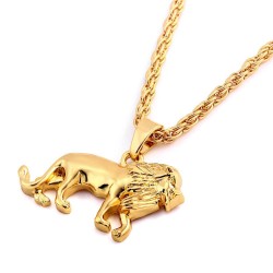 Fashionable necklace with lion - goldNecklaces