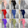 Elegant textured ribbed jumpsuit - long sleeve top - cut-out back - setJumpsuits
