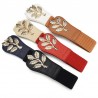 Fashionable elastic wide belt - leafs emblem buckleBelts