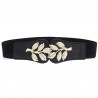 Fashionable elastic wide belt - leafs emblem buckleBelts