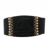 Retro belt - wide buckle and strings - elastic leather corsetBelts