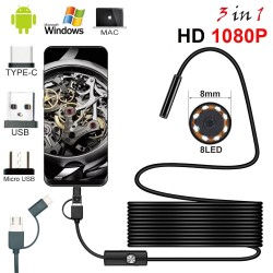 8.0mm - USB endoscope camera - 1080P HD - 8 LED - waterproof cable - for Android / PCCamera