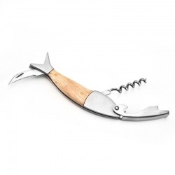 Corkscrew / bottle opener with wood handle - fish shapeBar supply