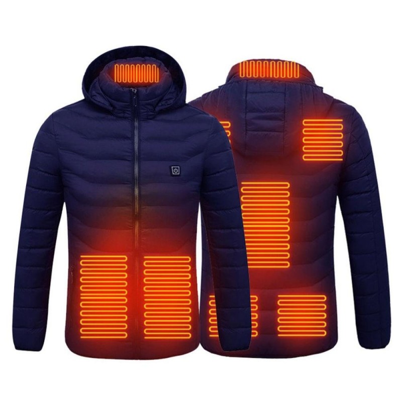 USB heated jacket with hood / zipper - down cotton - unisexJackets