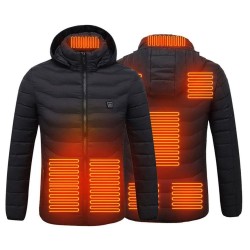 USB heated jacket with hood / zipper - down cotton - unisexJackets