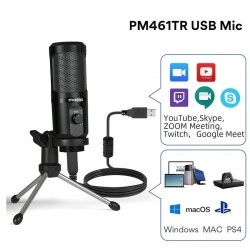 AU-PM461TR - USB microphone condenser - recording - online teaching - meetings - live streaming - gaming - with tripod standM...