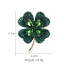 Green / red four leaf clover - crystal broochBrooches