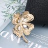 Green / red four leaf clover - crystal broochBrooches