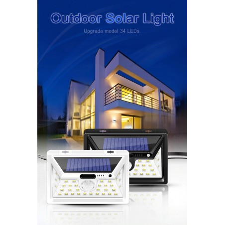 LED solar light - outdoor - motion sensor - wall - waterproof - 34 LEDSSolar lighting