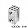 N35 - neodymium magnet - with double 5mm hole - 40 * 20 * 5mm - 1 - 30 piecesN35