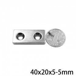 N35 - neodymium magnet - with double 5mm hole - 40 * 20 * 5mm - 1 - 30 piecesN35