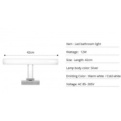 Modern - LED mirror light - wall lamp - stainless steel - waterproof - 12W - AC 90-265V - 42cmWall lights