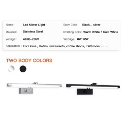 Bathroom - bedroom - LED mirror light - waterproof lamp - 8W - 12W - AC 90-260V - 40cm - 55cmWall lights