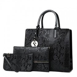 Fashionable leather snake pattern - shoulder / crossbody bag - 3 piecesSets