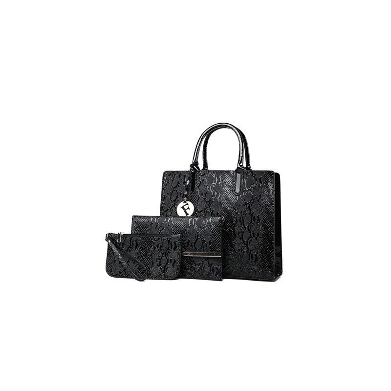 Fashionable leather snake pattern - shoulder / crossbody bag - 3 piecesSets