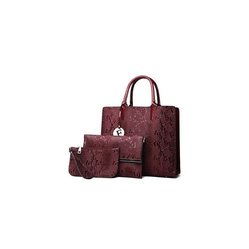 Fashionable leather snake pattern - shoulder / crossbody bag - 3 piecesSets