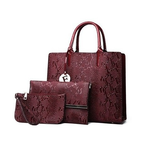 Fashionable leather snake pattern - shoulder / crossbody bag - 3 piecesSets