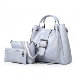 Elegant leather handbag - crossbody - small clutch bag - 3 pieces setSets