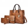 Fashionable leather handbag - crossbody - small clutch bag - hemp logo - 3 pieces setSets