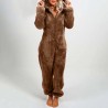 Plush romper with hoodie and zipper - winter pyjamaWomen's fashion