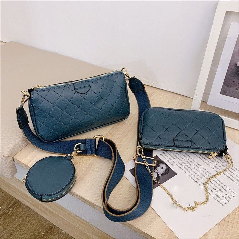 Leather handbag - crossbody - small clutch bag - detachable design - 3 pieces setSets