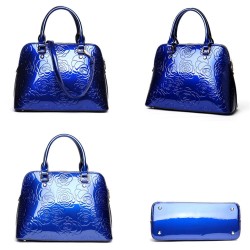Leather handbag - crossbody - small purse - flowers print - 3 pieces setSets