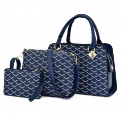 Leather handbag - crossbody - small clutch bag - geometric design - 3 pieces setSets