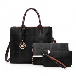 Leather shoulder bag - crossbody - small clutch bag - 3 pieces setSets