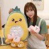 Plush cushion with small toys - transparent pocket - strawberry - avocado - banana - carrotCuddly toys
