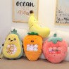 Plush cushion with small toys - transparent pocket - strawberry - avocado - banana - carrotCuddly toys