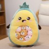 Plush cushion with small toys - transparent pocket - strawberry - avocado - banana - carrotCuddly toys