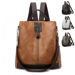 Retro leather backpack / shoulder bag with zippersBackpacks