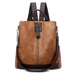 Retro leather backpack / shoulder bag with zippersBackpacks